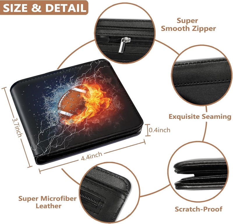 Roacap Kids Wallet for Boys, Cool Wallets for Teen Son Ages 4 5 6 7 8 9 10 11 12 13 14 15 16, Leather Football Bifold Purse, Christmas Birthday Gift for Kid Men Boy Youth Guys - Image 3